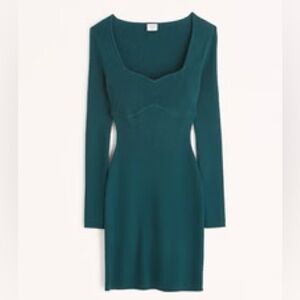 Abercrombie & Fitch Long-Sleeve Corset Mini Sweater Dress - XS Petite, Teal NWOT